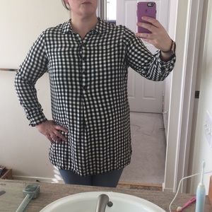 Tunic black and white plaid top